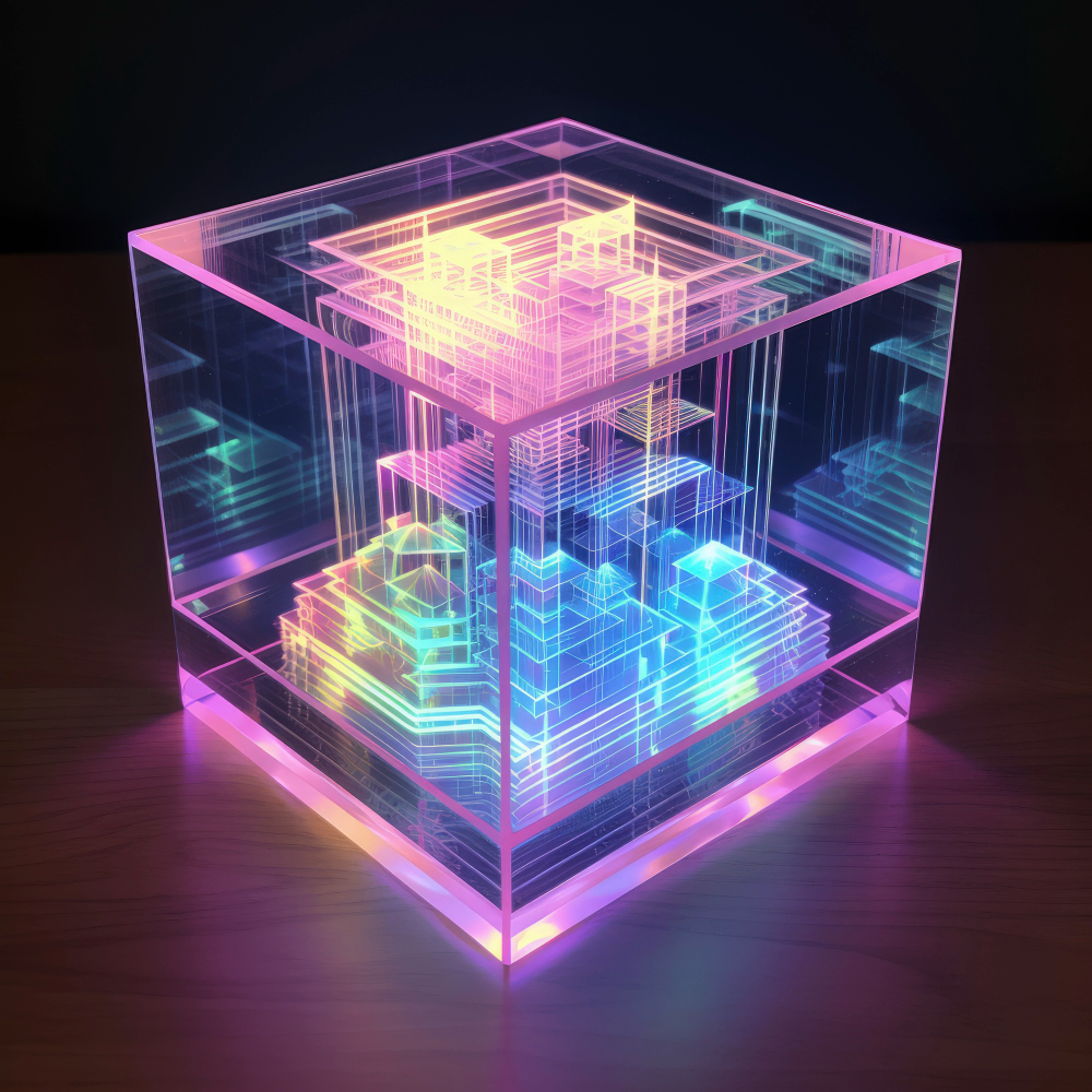 3d shape glowing with bright holographic colors 3d shape glowing with bright holographic colors